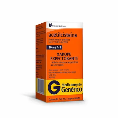 Acetilcisteína 20gm/ml Xarope 120ml União Química Genérico