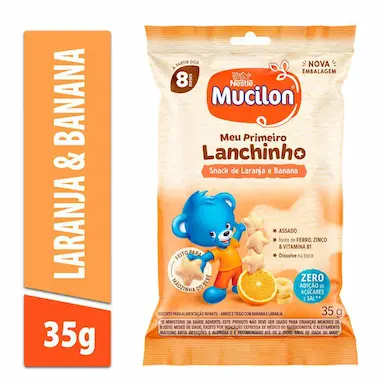 Snack Mucilon Meu Primeiro Lanchinho Sabor Laranja e Banana 35g