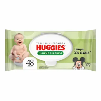 Lenço Umedecido Huggies Disney Baby Higiene Superior Hipoalergênico Sem Álcool 48 unidades 