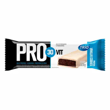 Barra de Proteínas PRO30Vit Vanilla e Cookies 30 Vitaminas com 33g