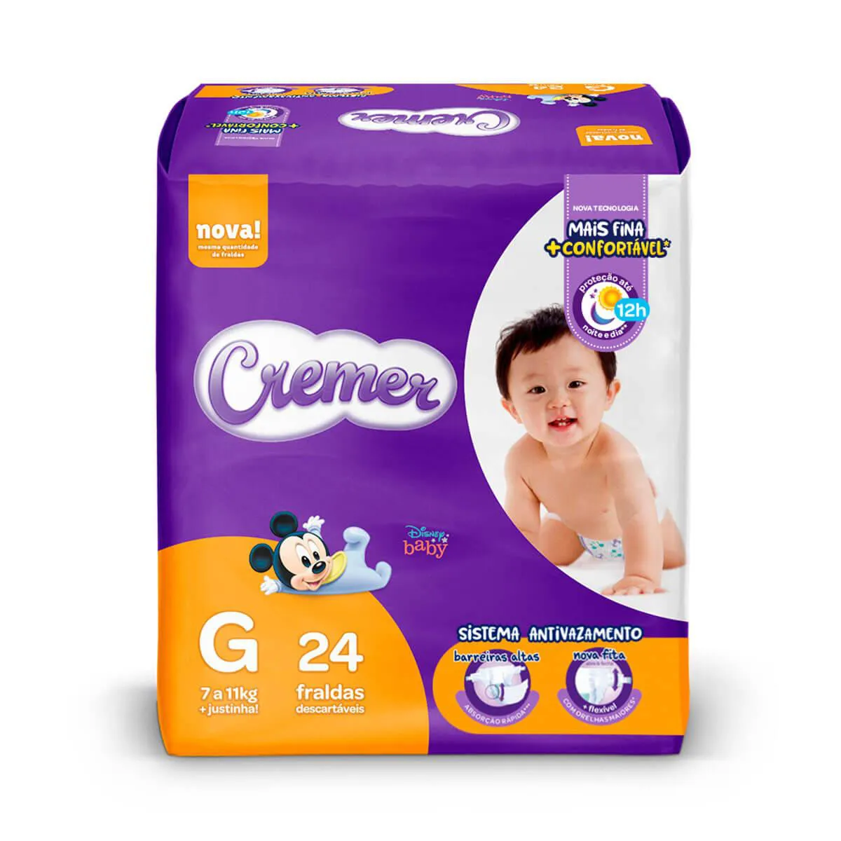 Fralda Cremer Disney Baby G - 24 Unidades