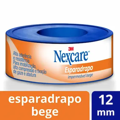 Esparadrapo Impermeável Nexcare Bege de 12mm x 3m com 1 unidade