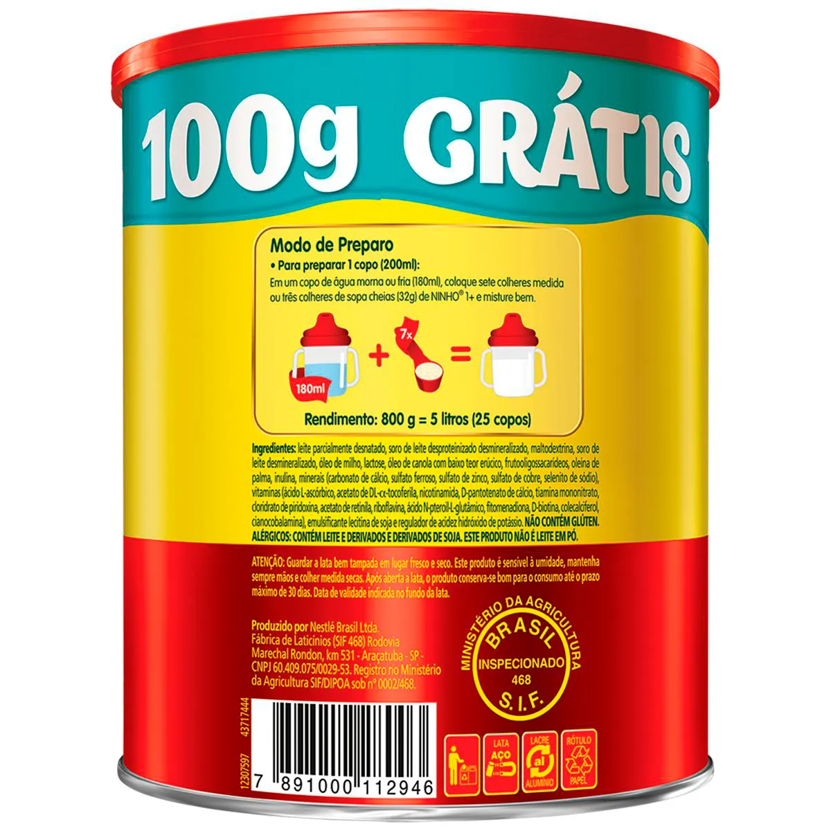 Composto Lácteo Ninho Fases 1+ com 800g
