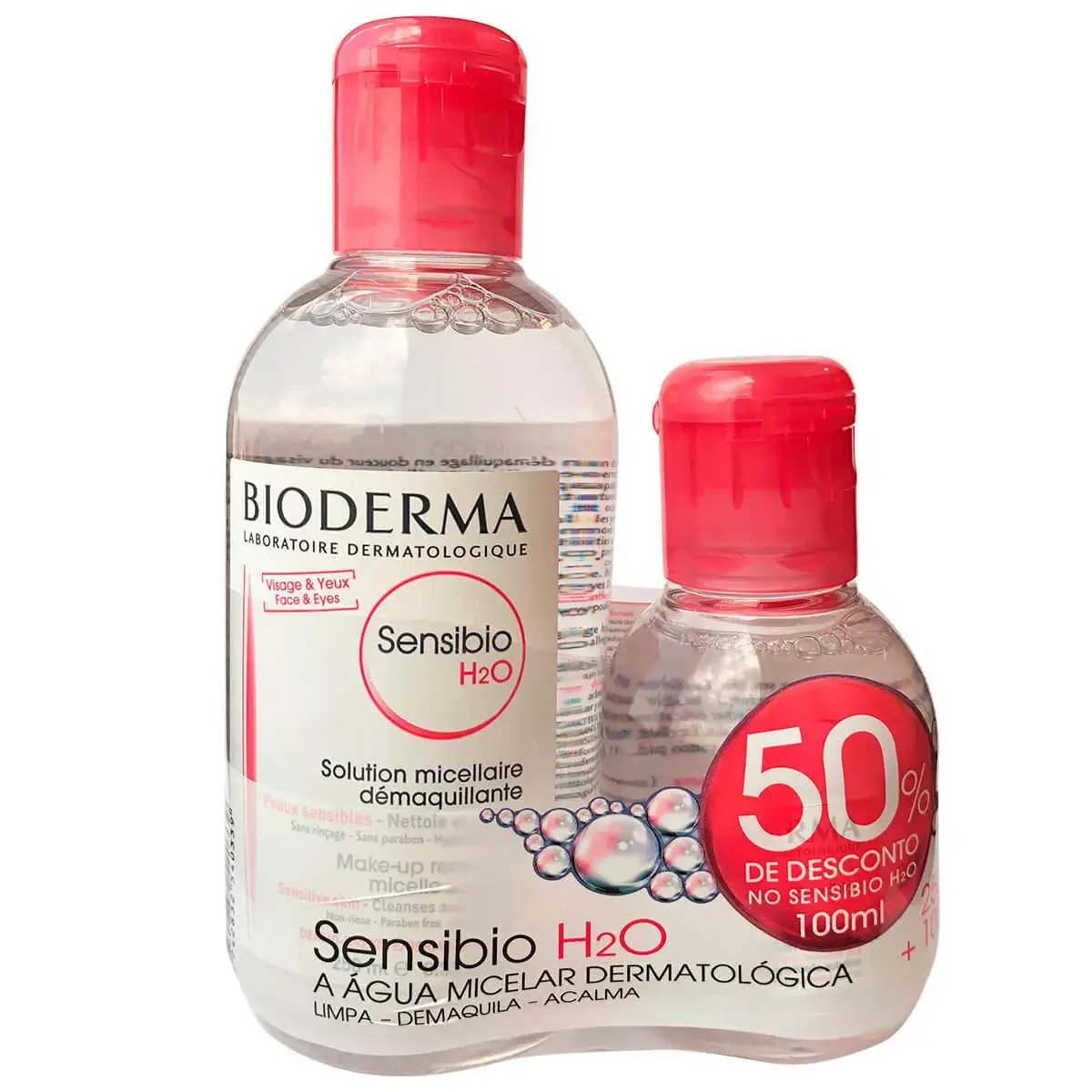 Kit Água Micelar Dermatológica Bioderma Sensibio H2O com 250ml + 100ml Grátis
