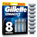 Carga para Aparelho de Barbear Gillette Mach3 com 8 unidades