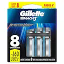 Carga para Aparelho de Barbear Gillette Mach3 com 8 unidades