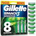 Carga para Aparelho de Barbear Gillette Mach3 Sensitive 8 unidades