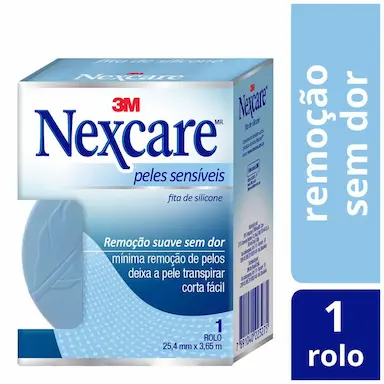 Curativo Fita de Silicone Nexcare Peles Sensíveis com 1 rolo de 25,4mm x 3,65m