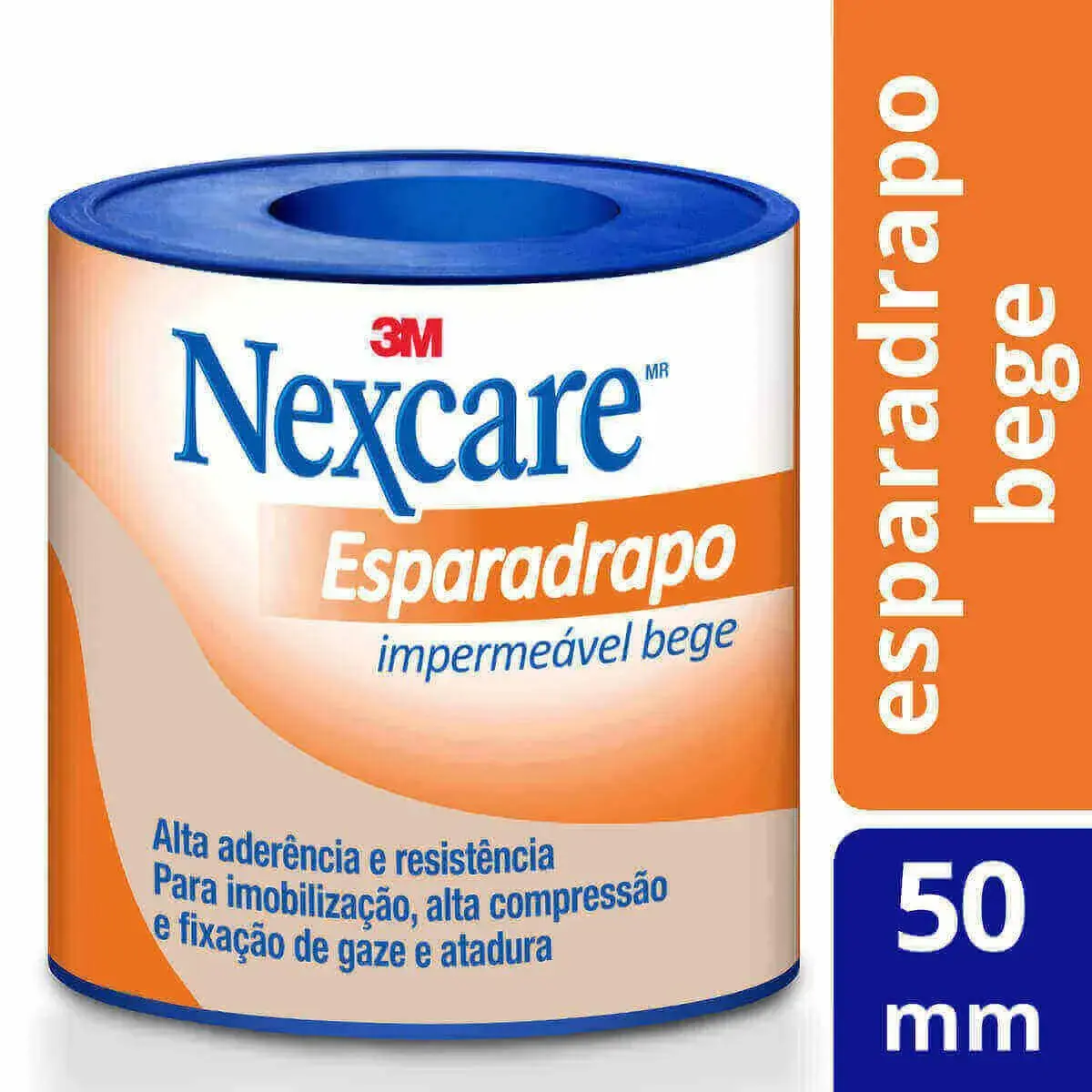 Esparadrapo Impermeável Nexcare Bege de 50mm x 3m com 1 unidade
