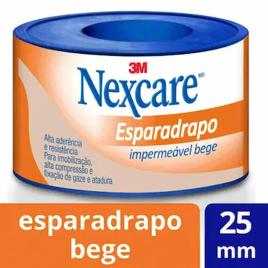 Esparadrapo Impermeável Nexcare Bege de 25mm x 3m com 1 unidade