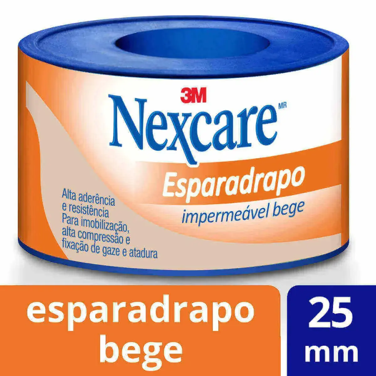 Esparadrapo Impermeável Nexcare Bege de 25mm x 3m com 1 unidade