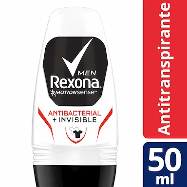 Desodorante Rexona Men Antibacterial + Invisible Roll-On Antitranspirante com 50ml