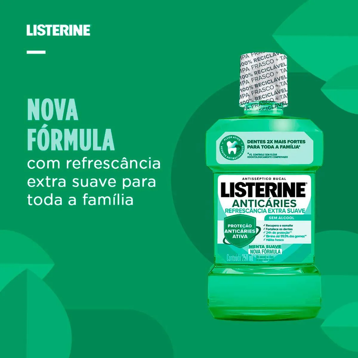 Enxaguante Antisséptico Bucal Listerine Anticáries Zero Álcool com 250ml