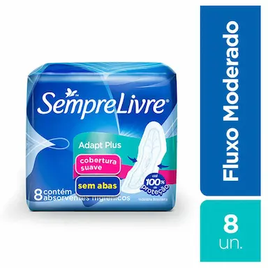 Absorvente Sempre Livre Adapt Plus Cobertura Suave Sem Abas com 8 unidades