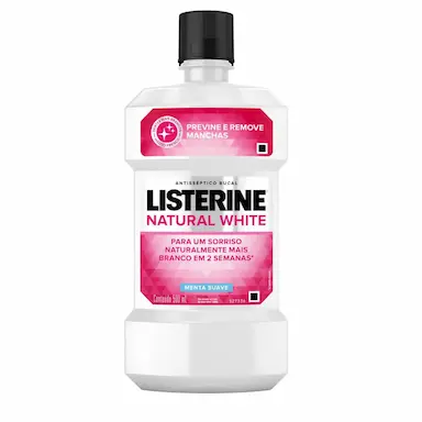 Enxaguante Antisséptico Bucal Listerine Natural White Antimanchas com 500ml