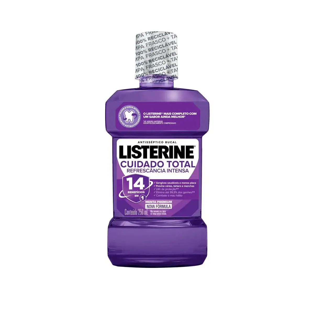 Enxaguante Antisséptico Bucal Listerine Cuidado Total Zero Álcool Menta Premium 250ml