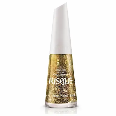Esmalte Risqué Disco D'Ouro Efeito Glitter com 8ml