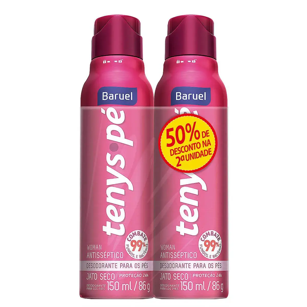 Kit Desodorante para os pés Jato Seco Tenys Pé Woman com 2 unidades