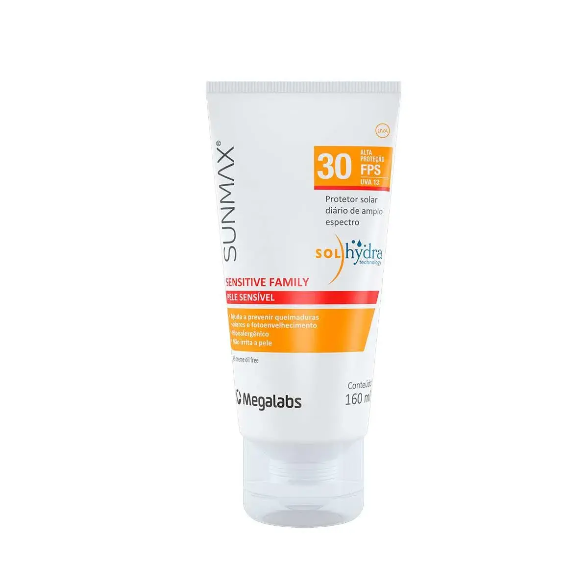Protetor Solar Facial e Corporal Sunmax Sensitive Family FPS 30 160ml