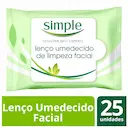 Lenço Umedecido para Limpeza Facial Simple com 25 unidades