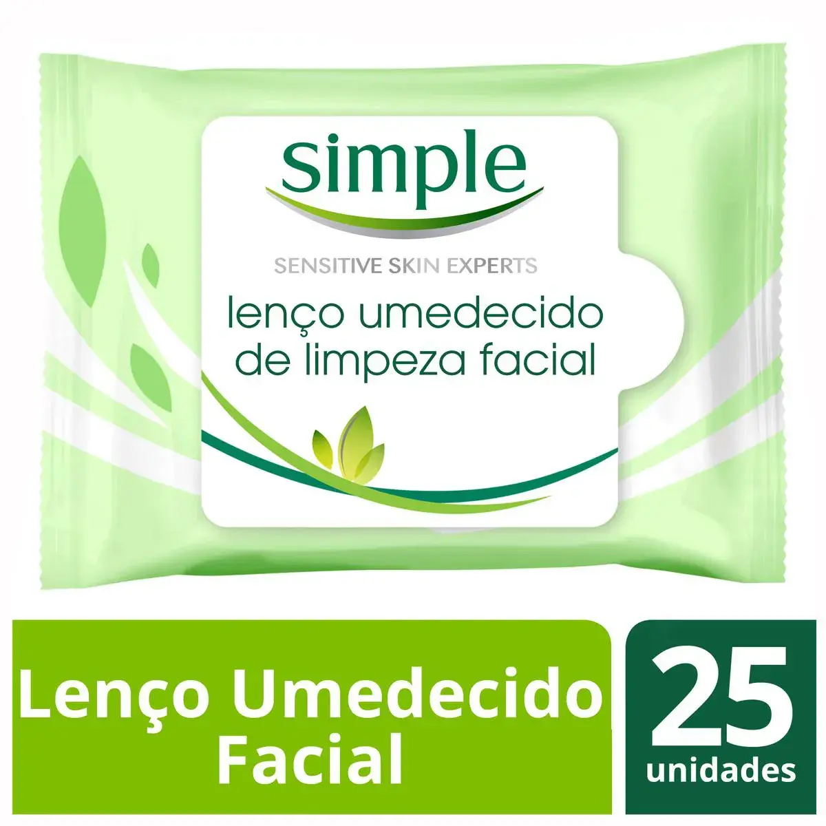 Lenço Umedecido para Limpeza Facial Simple com 25 unidades