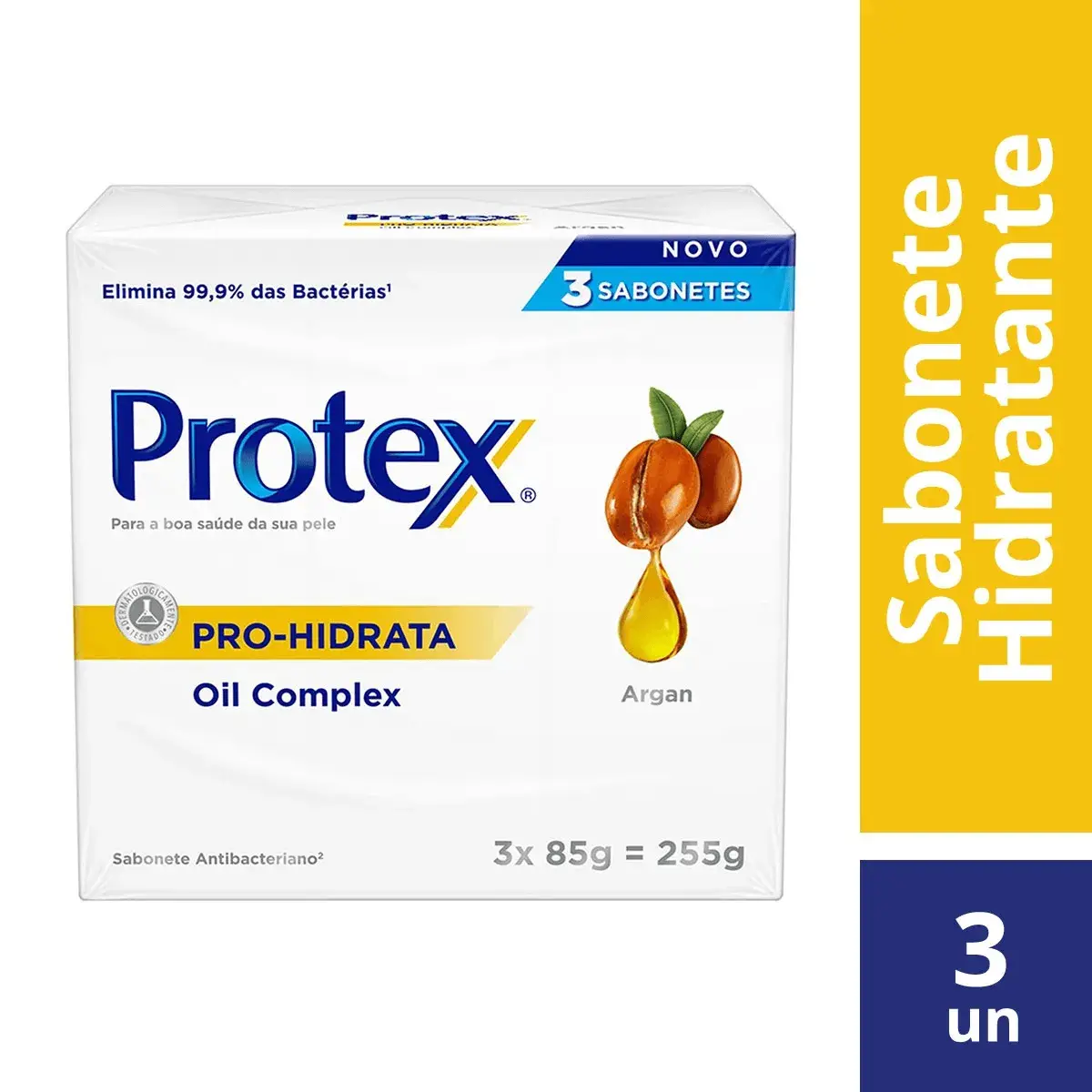 Kit Sabonete em Barra Protex Pro Hidrata Argan com 3 unidades de 85g cada