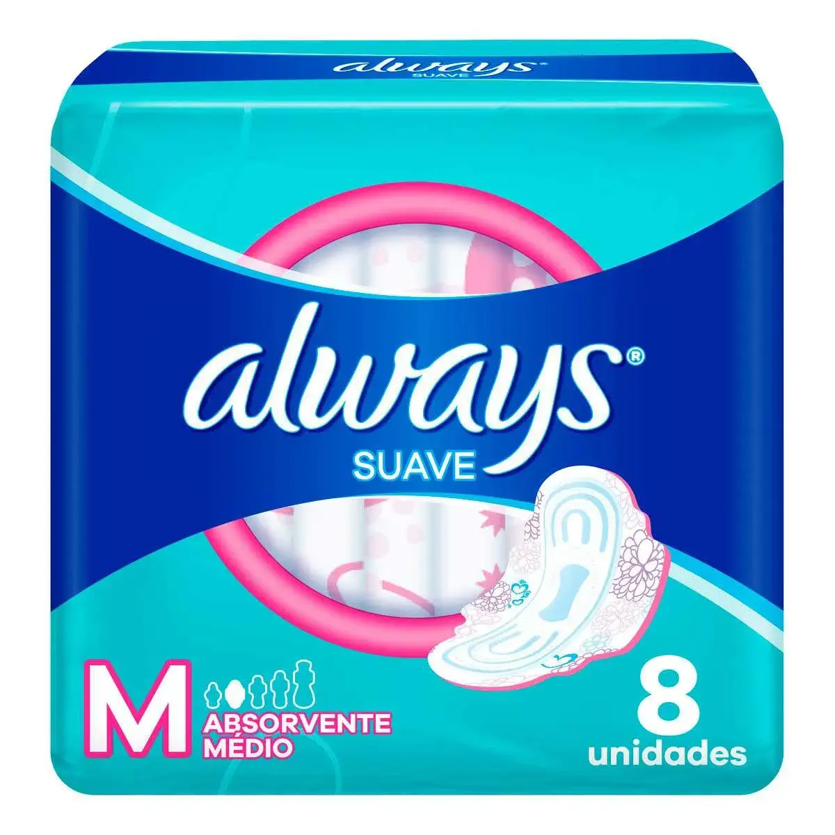 Absorvente Always Suave M com Abas - 8 unidades