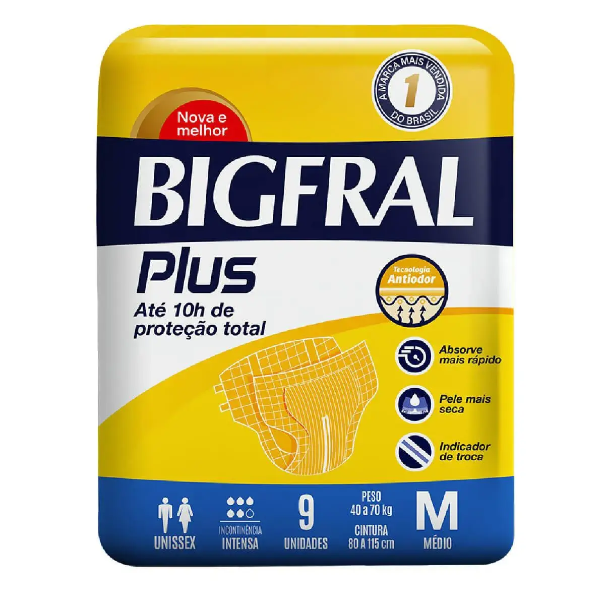 Fralda Adulto Bigfral Plus M 9 unidades