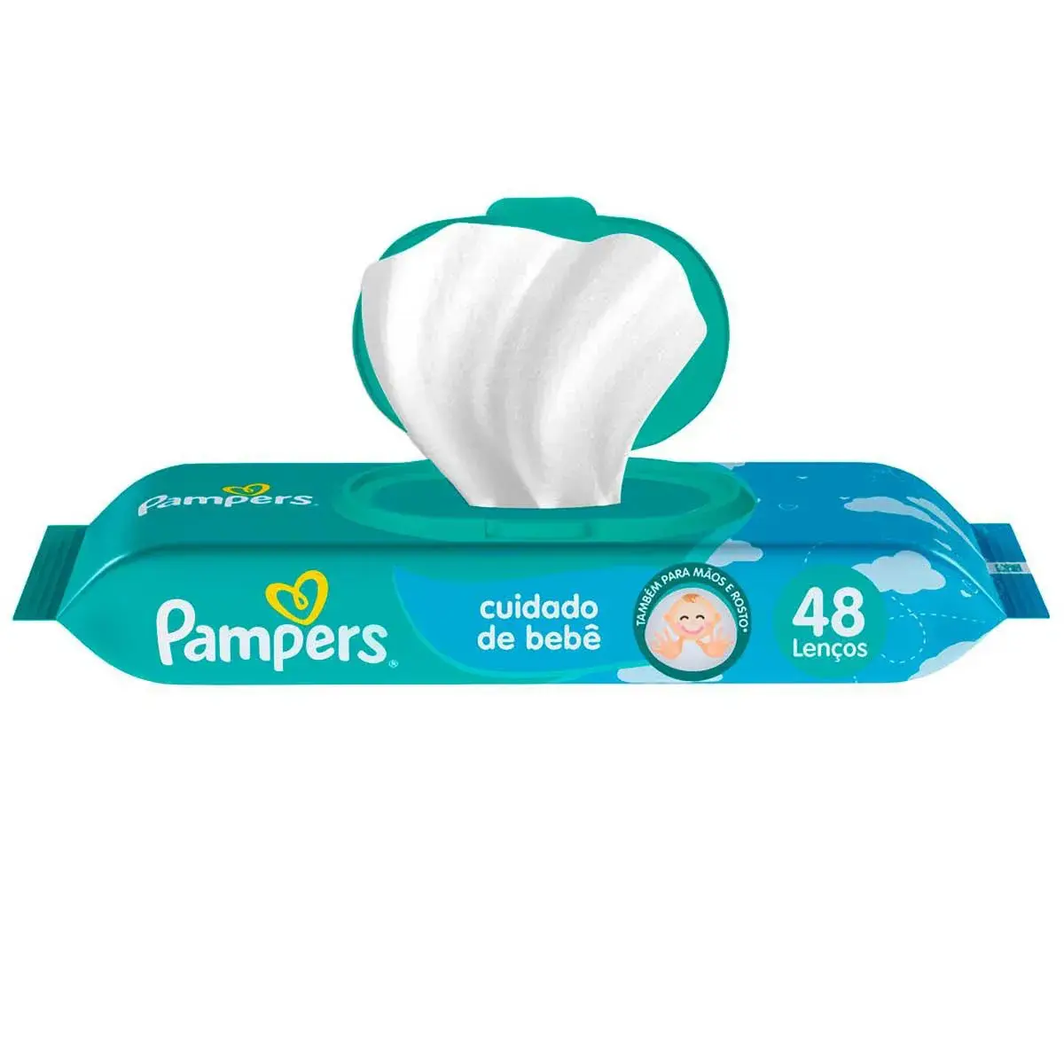 Lenços Umedecidos Pampers Cuidado de Bebê com 48 unidades