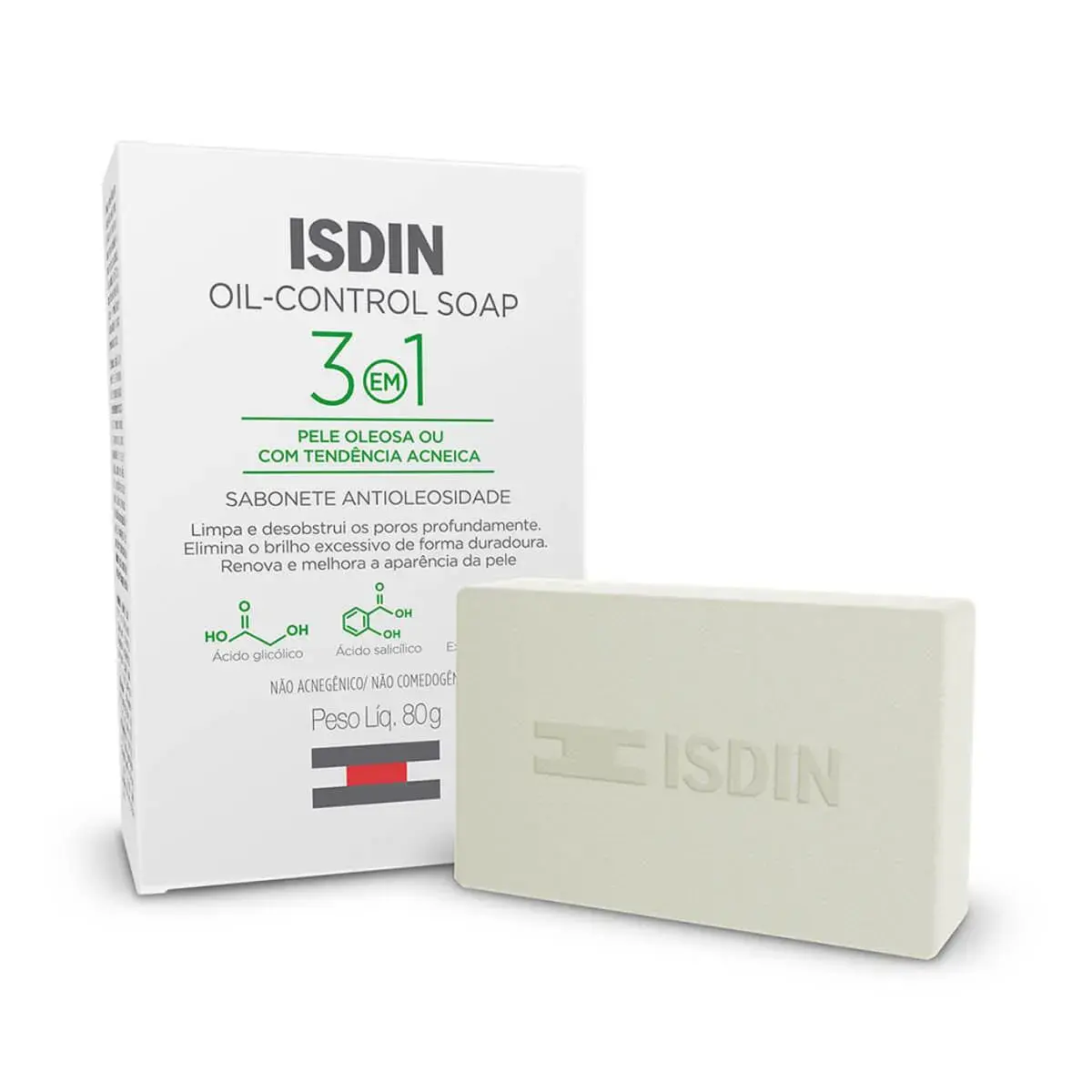 Sabonete Facial em Barra Isdin Oil Control 3 em 1 Pele Oleosa a Acneica com 80g