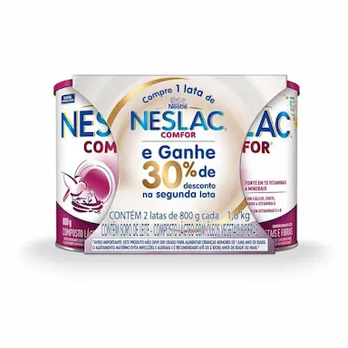 Composto Lácteo Neslac Comfor Nestlé 3 a 5 anos Kit 2 unidades com 800g cada