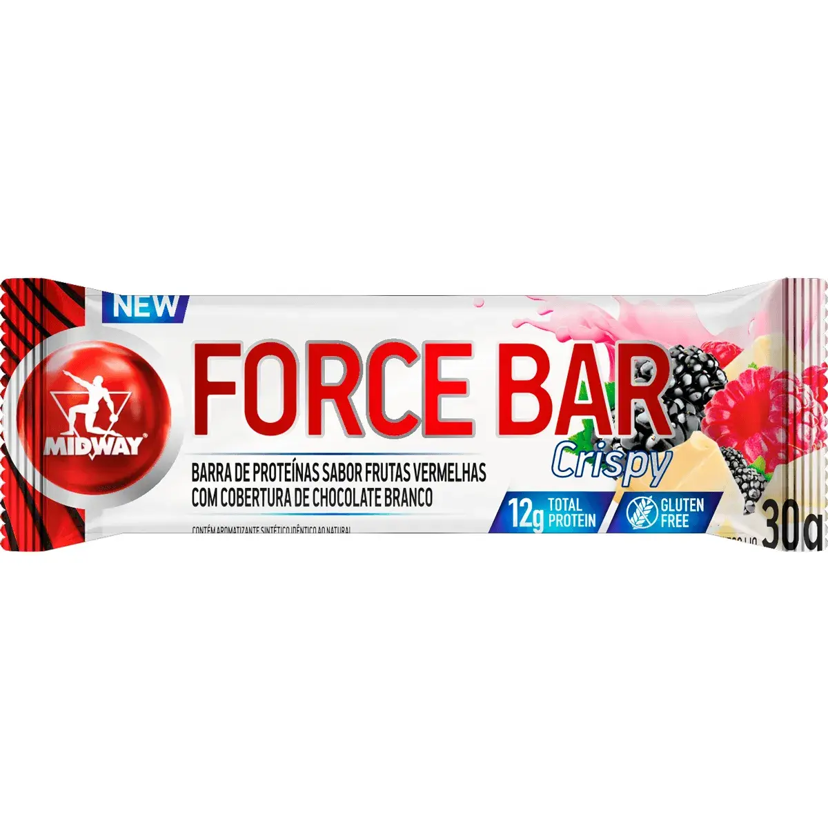 Barra de Proteína Force Bar Crispy Midway Frutas Vermelhas com Cobertura de Chocolate Branco 30g