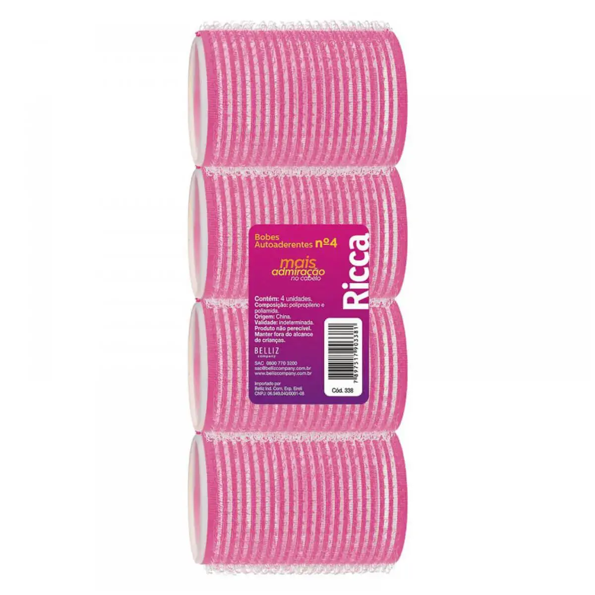 Bobes para o Cabelo Ricca Auto Aderente N°4 com 4 unidades