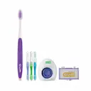Kit Ortodôntico G.U.M Orthodontic com 1 escova de dente + 3 escovas interdentais + 5 bastões de cera + 5 fios dentais com ponta dupla rígida