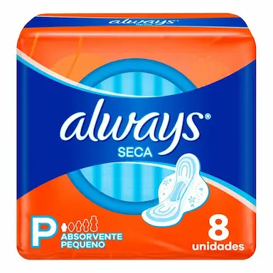 Absorvente Always Seca P com Abas 8 unidades