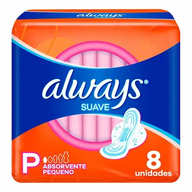 Absorvente Always Suave P com Abas 8 unidades
