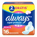 Absorvente Always Super Proteção Cobertura Suave com Abas 16 unidades