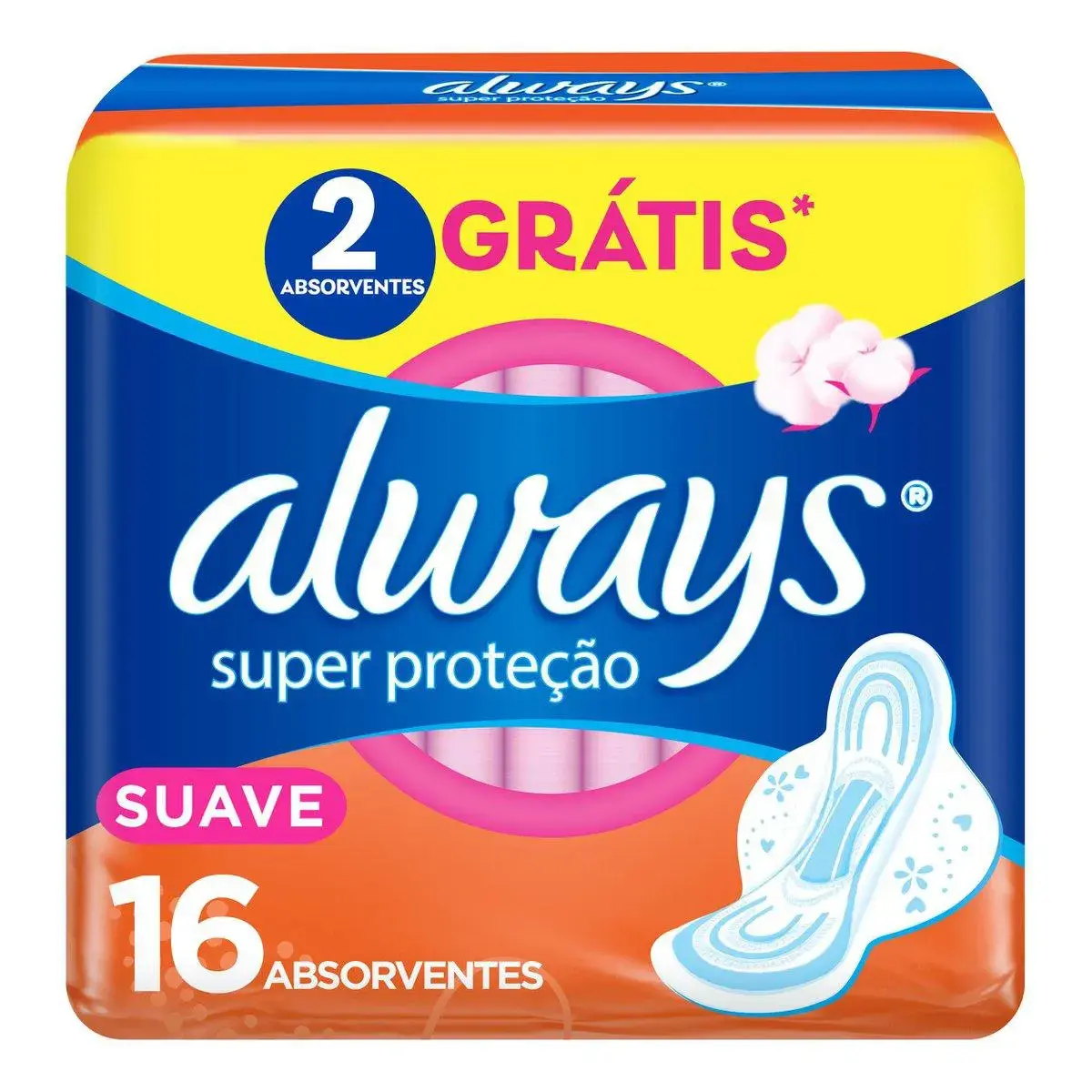 Absorvente Always Super Proteção Cobertura Suave com Abas 16 unidades