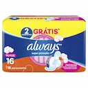 Absorvente Always Super Proteção Cobertura Suave com Abas 16 unidades