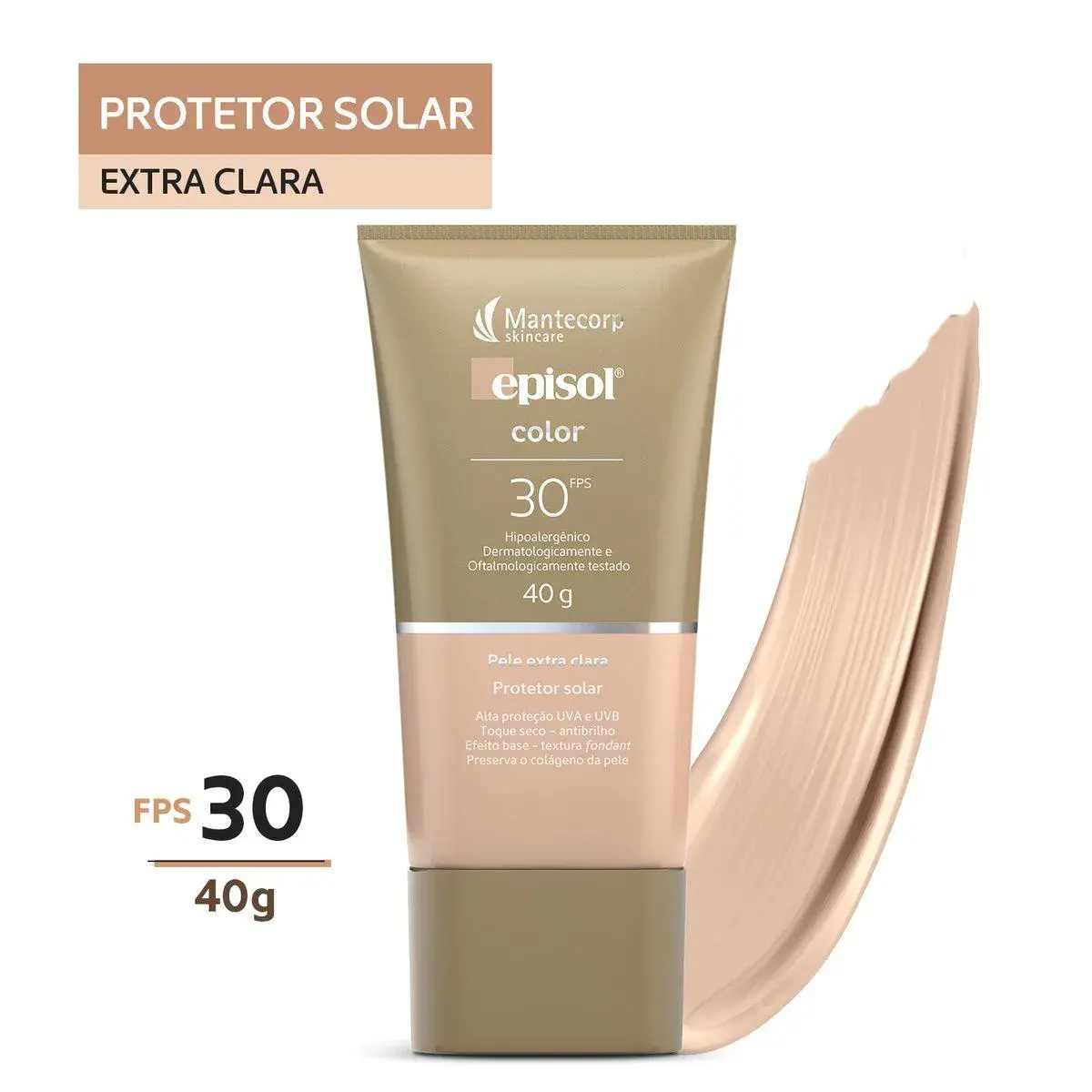 Protetor Solar Facial Episol Color Pele Extra Clara FPS 30 com 40g