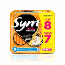 Absorvente Sym Total Protect Seca com Abas com 8 Unidades.