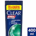Shampoo Anticaspa Clear Men Limpeza Diária 2 em 1 com 400ml