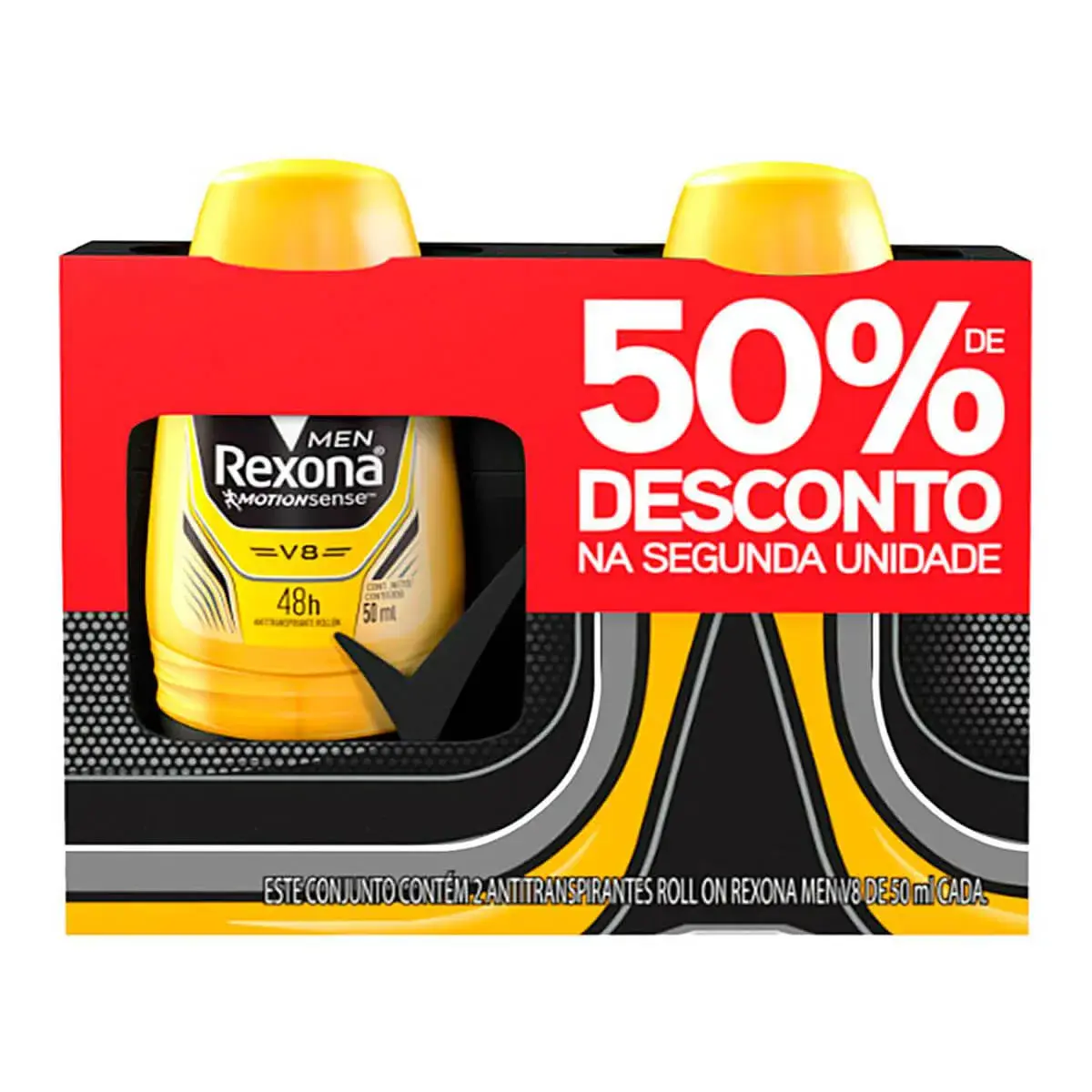 Kit Desodorante Roll-On Rexona Men V8 com 2 unidades