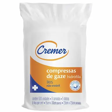Compressas de Gaze Hodrófila Íris Não Estéril Cremer com 500 unidades