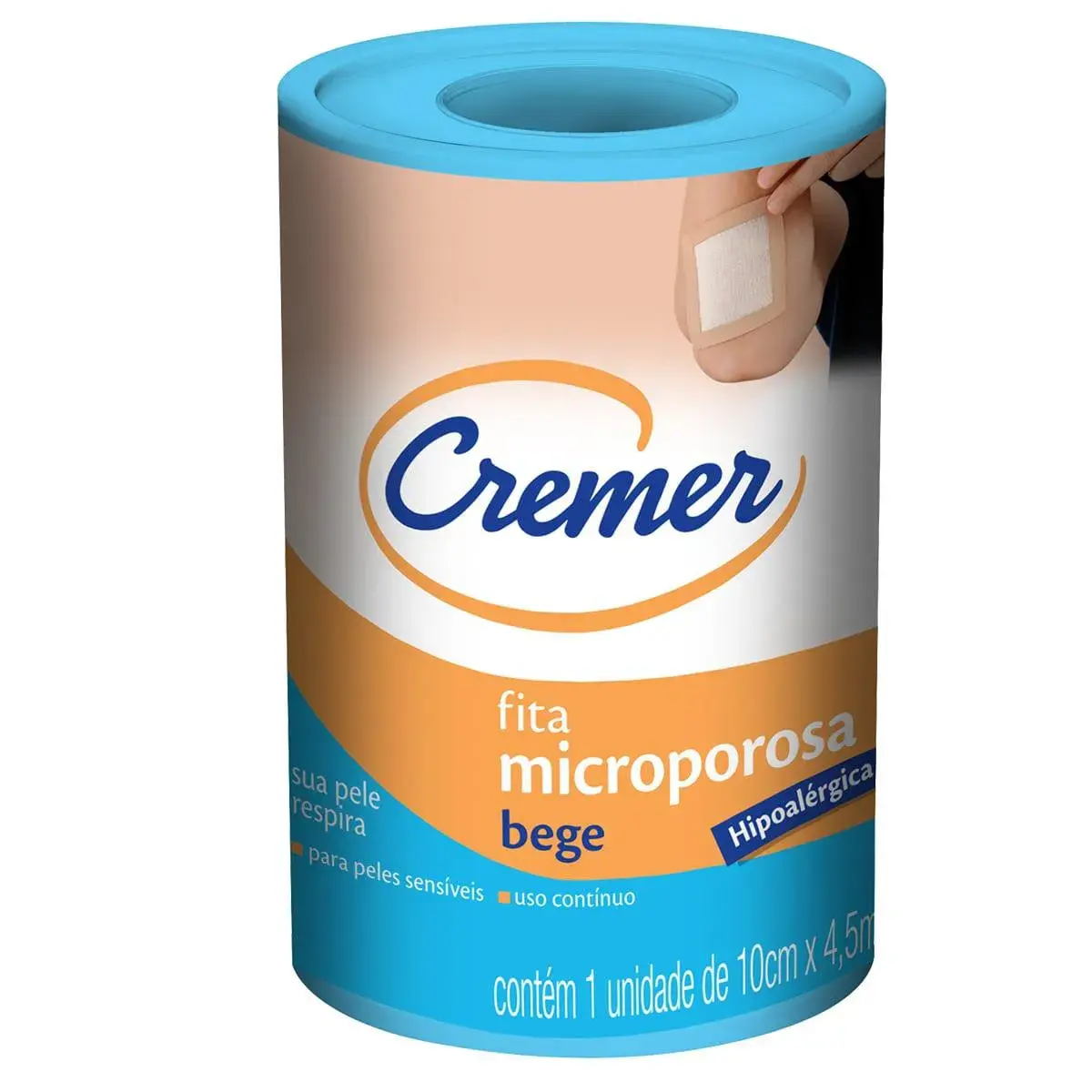 Fita Microporosa Cremer Bege para Peles Sensíveis com 1 rolo de 10cm x 4,5mt