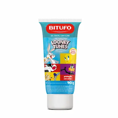 Gel Dental Infantil Bitufo Looney Tunes Tutti-Frutti com Flúor 90g