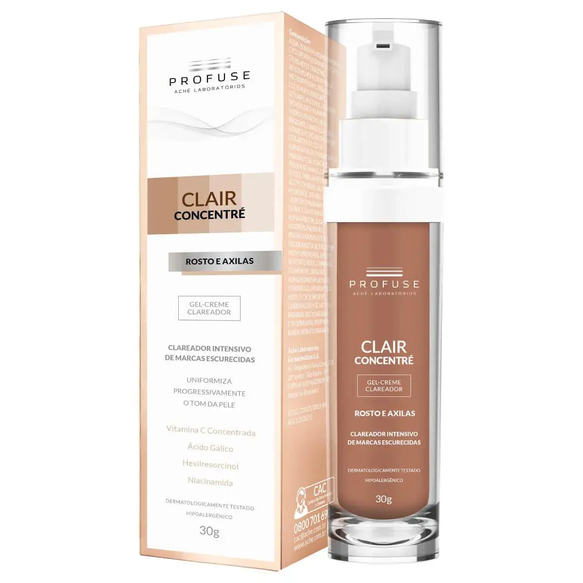 Gel Creme Clareador Rosto e Axilas Clair Concentre Profuse com 30g