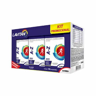 Kit Suplemento Vitamínico-Mineral Lavitan A-Z com 3 unidades de 60 comprimidos