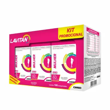 Kit Suplemento Vitamínico-Mineral Lavitan A-Z Mulher com 3 unidades de 60 comprimidos