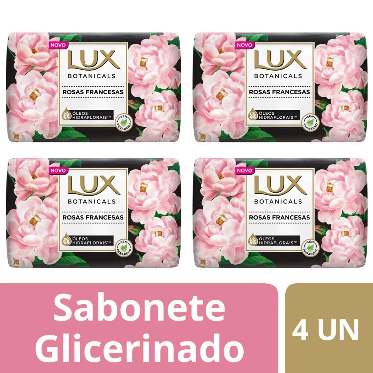 Kit Sabonete em Barra Lux Botanicals Rosas Francesas com 4 unidades de 85g cada